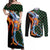 Japanese Asanoha Pattern Couples Matching Off Shoulder Maxi Dress and Long Sleeve Button Shirt Sun Flame Slayer Dragon Hinokami Kagura Spirit - Polynesian Pride