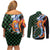 Japanese Asanoha Pattern Couples Matching Off Shoulder Short Dress and Long Sleeve Button Shirt Sun Flame Slayer Dragon Hinokami Kagura Spirit - Polynesian Pride