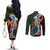 Japanese Asanoha Pattern Couples Matching Off The Shoulder Long Sleeve Dress and Long Sleeve Button Shirt Sun Flame Slayer Dragon Hinokami Kagura Spirit - Polynesian Pride