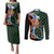 Japanese Asanoha Pattern Couples Matching Puletasi and Long Sleeve Button Shirt Sun Flame Slayer Dragon Hinokami Kagura Spirit - Polynesian Pride