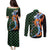 Japanese Asanoha Pattern Couples Matching Puletasi and Long Sleeve Button Shirt Sun Flame Slayer Dragon Hinokami Kagura Spirit - Polynesian Pride