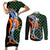 Japanese Asanoha Pattern Couples Matching Short Sleeve Bodycon Dress and Long Sleeve Button Shirt Sun Flame Slayer Dragon Hinokami Kagura Spirit - Polynesian Pride