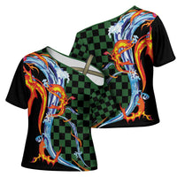 Japanese Asanoha Pattern Cross Shoulder Shirt Sun Flame Slayer Dragon Hinokami Kagura Spirit - Polynesian Pride