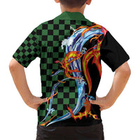 Japanese Asanoha Pattern Family Matching Long Sleeve Bodycon Dress and Hawaiian Shirt Sun Flame Slayer Dragon Hinokami Kagura Spirit LT9 - Polynesian Pride