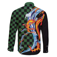 Japanese Asanoha Pattern Family Matching Long Sleeve Bodycon Dress and Hawaiian Shirt Sun Flame Slayer Dragon Hinokami Kagura Spirit LT9 - Polynesian Pride