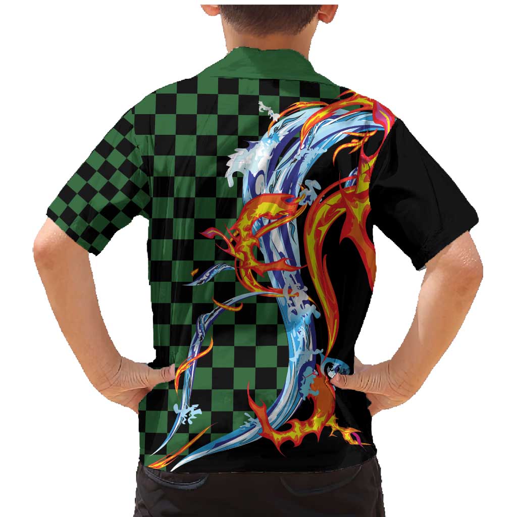 Japanese Asanoha Pattern Family Matching Mermaid Dress and Hawaiian Shirt Sun Flame Slayer Dragon Hinokami Kagura Spirit LT9 - Polynesian Pride