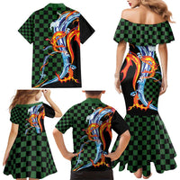Japanese Asanoha Pattern Family Matching Mermaid Dress and Hawaiian Shirt Sun Flame Slayer Dragon Hinokami Kagura Spirit LT9 - Polynesian Pride