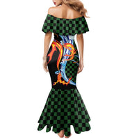 Japanese Asanoha Pattern Family Matching Mermaid Dress and Hawaiian Shirt Sun Flame Slayer Dragon Hinokami Kagura Spirit LT9 - Polynesian Pride
