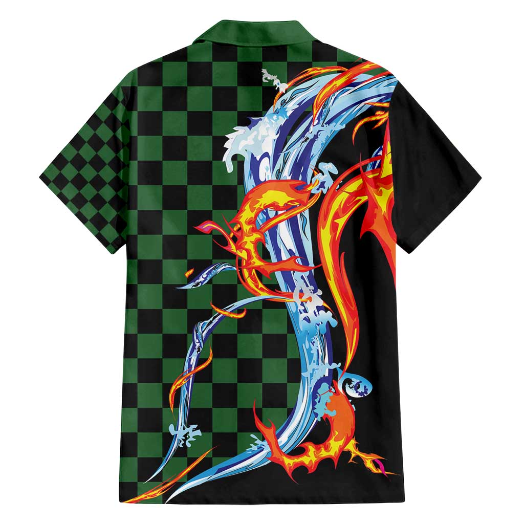 Japanese Asanoha Pattern Family Matching Off Shoulder Short Dress and Hawaiian Shirt Sun Flame Slayer Dragon Hinokami Kagura Spirit LT9 - Polynesian Pride