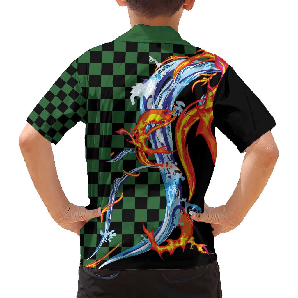 Japanese Asanoha Pattern Family Matching Puletasi and Hawaiian Shirt Sun Flame Slayer Dragon Hinokami Kagura Spirit LT9 - Polynesian Pride