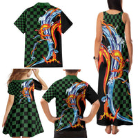 Japanese Asanoha Pattern Family Matching Tank Maxi Dress and Hawaiian Shirt Sun Flame Slayer Dragon Hinokami Kagura Spirit LT9 - Polynesian Pride