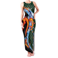 Japanese Asanoha Pattern Family Matching Tank Maxi Dress and Hawaiian Shirt Sun Flame Slayer Dragon Hinokami Kagura Spirit LT9 Mom's Dress Green - Polynesian Pride