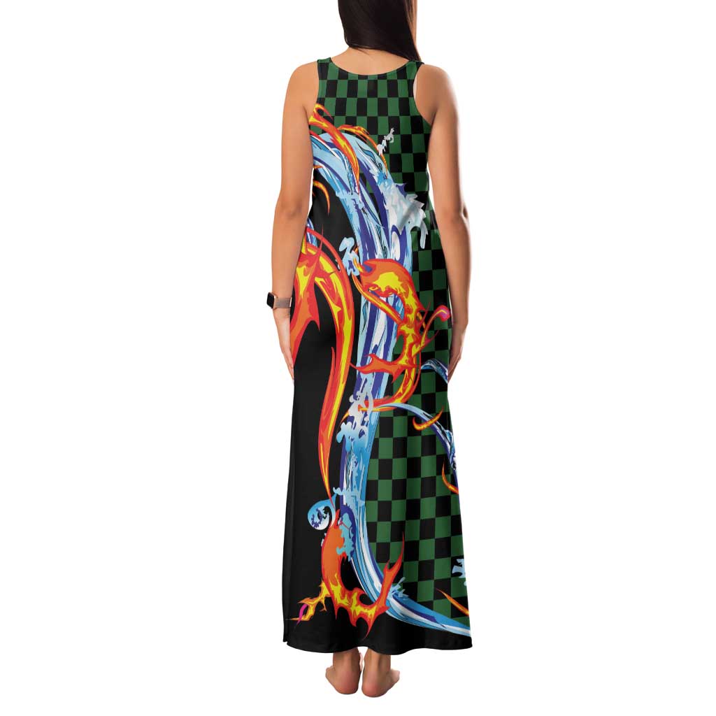 Japanese Asanoha Pattern Family Matching Tank Maxi Dress and Hawaiian Shirt Sun Flame Slayer Dragon Hinokami Kagura Spirit LT9 - Polynesian Pride
