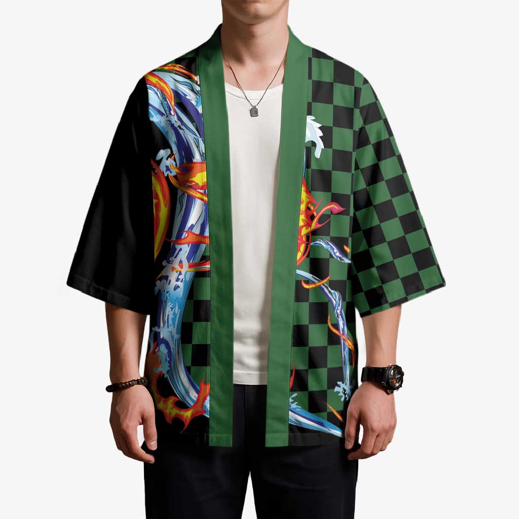 Japanese Asanoha Pattern Kimono Sun Flame Slayer Dragon Hinokami Kagura Spirit - Polynesian Pride