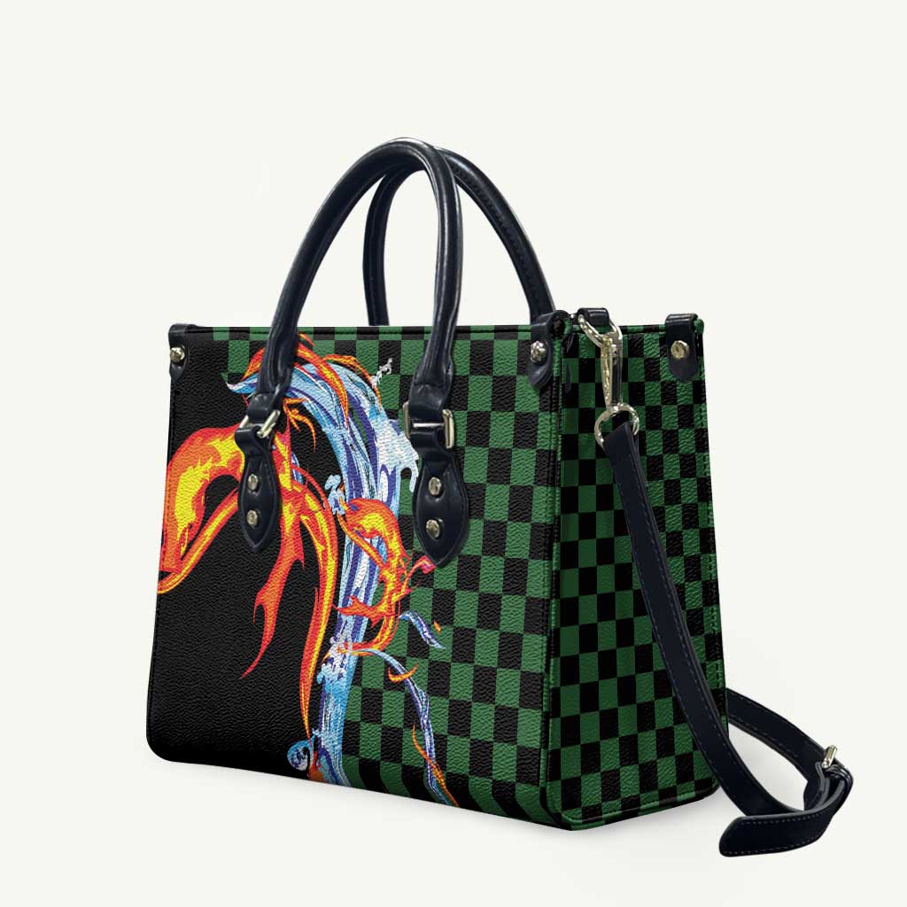Japanese Asanoha Pattern Leather Bag Sun Flame Slayer Dragon Hinokami Kagura Spirit - Polynesian Pride