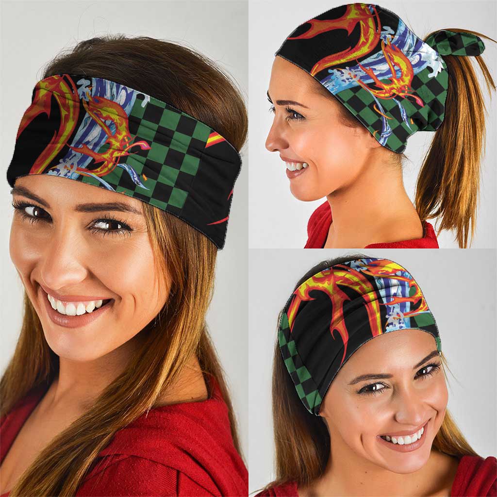 Japanese Asanoha Pattern Neck Gaiter Sun Flame Slayer Dragon Hinokami Kagura Spirit - Polynesian Pride