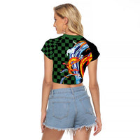 Japanese Asanoha Pattern Raglan Cropped T Shirt Sun Flame Slayer Dragon Hinokami Kagura Spirit - Polynesian Pride