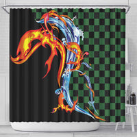 Japanese Asanoha Pattern Shower Curtain Sun Flame Slayer Dragon Hinokami Kagura Spirit LT9 - Polynesian Pride