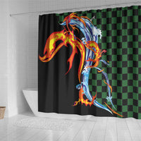 Japanese Asanoha Pattern Shower Curtain Sun Flame Slayer Dragon Hinokami Kagura Spirit LT9 - Polynesian Pride