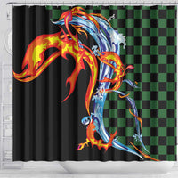 Japanese Asanoha Pattern Shower Curtain Sun Flame Slayer Dragon Hinokami Kagura Spirit LT9 - Polynesian Pride