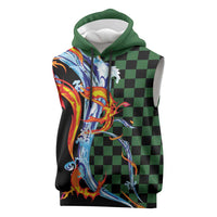 Japanese Asanoha Pattern Sleeveless Hoodie Sun Flame Slayer Dragon Hinokami Kagura Spirit - Polynesian Pride
