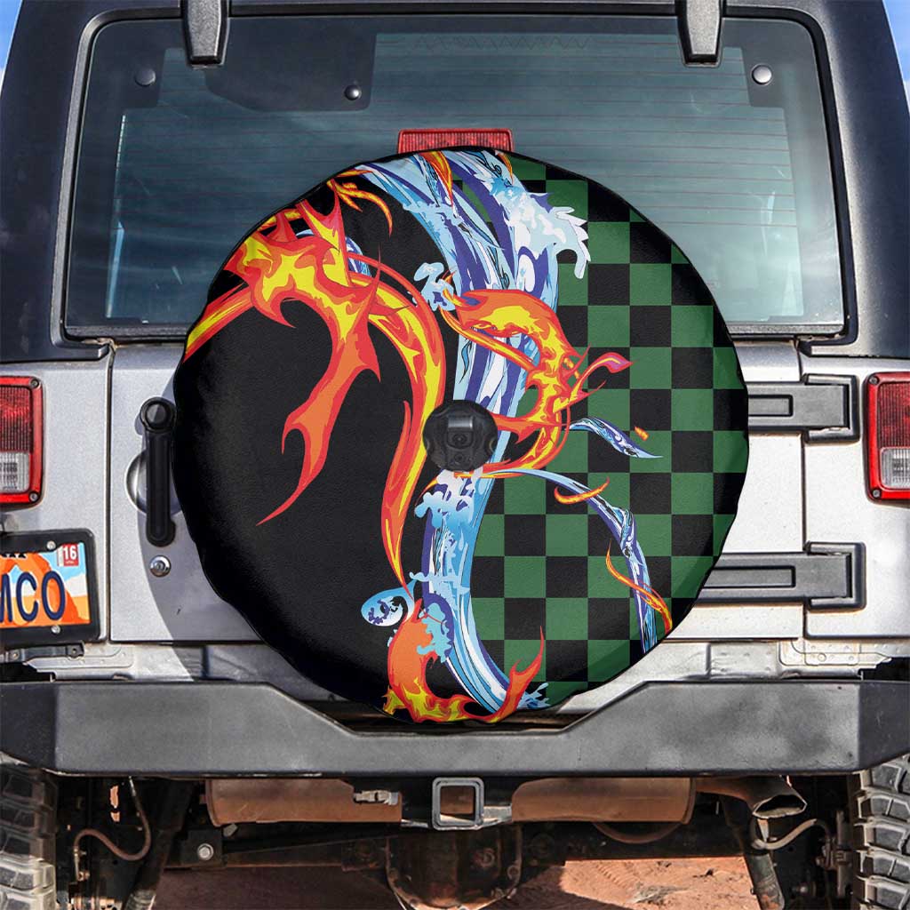 Japanese Asanoha Pattern Spare Tire Cover Sun Flame Slayer Dragon Hinokami Kagura Spirit - Polynesian Pride