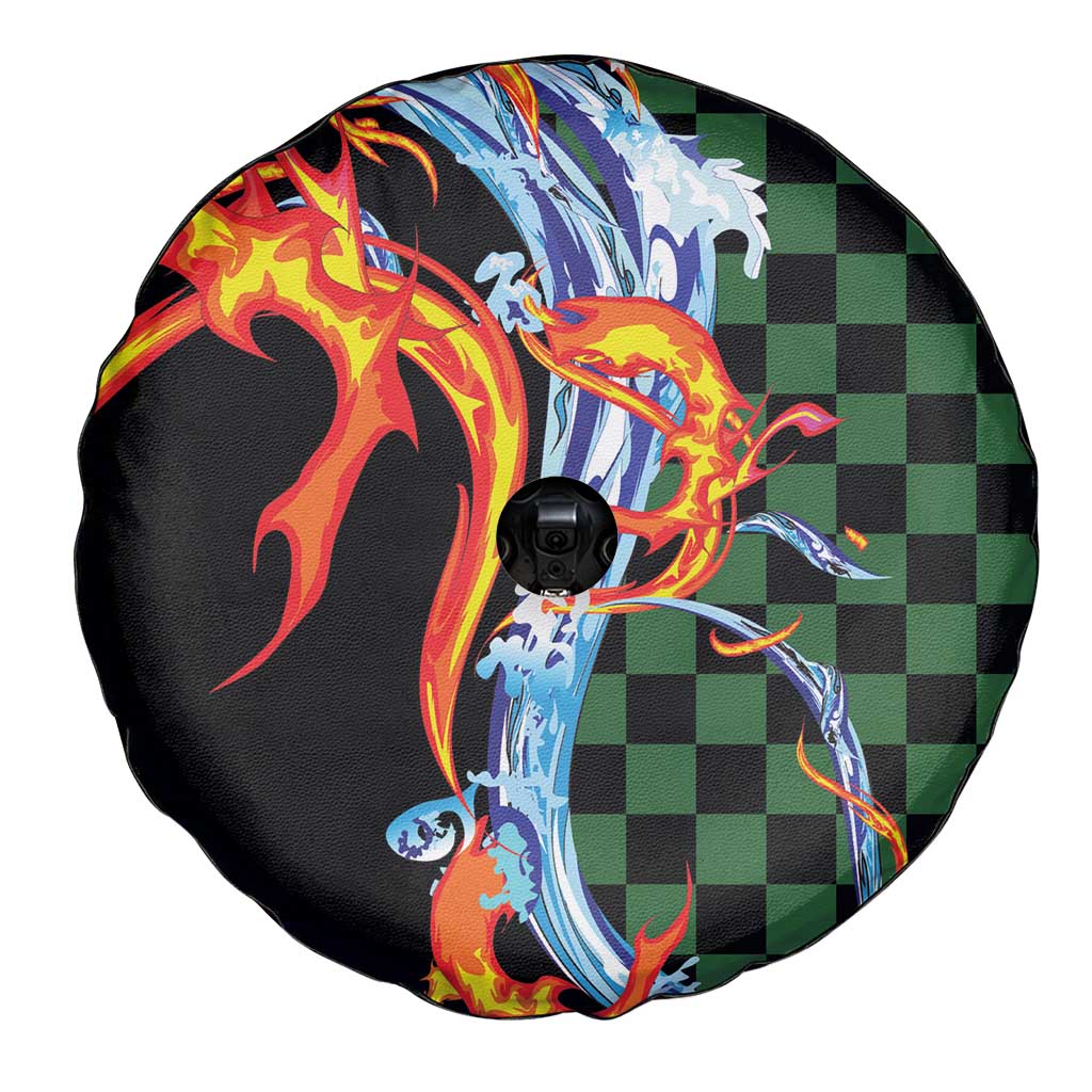 Japanese Asanoha Pattern Spare Tire Cover Sun Flame Slayer Dragon Hinokami Kagura Spirit - Polynesian Pride