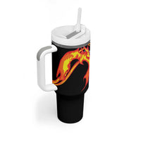 Japanese Asanoha Pattern Tumbler With Handle Sun Flame Slayer Dragon Hinokami Kagura Spirit - Polynesian Pride