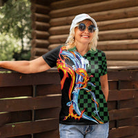 Japanese Asanoha Pattern Women Polo Shirt Sun Flame Slayer Dragon Hinokami Kagura Spirit LT9 - Polynesian Pride