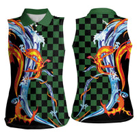 Japanese Asanoha Pattern Women Sleeveless Polo Shirt Sun Flame Slayer Dragon Hinokami Kagura Spirit LT9 - Polynesian Pride