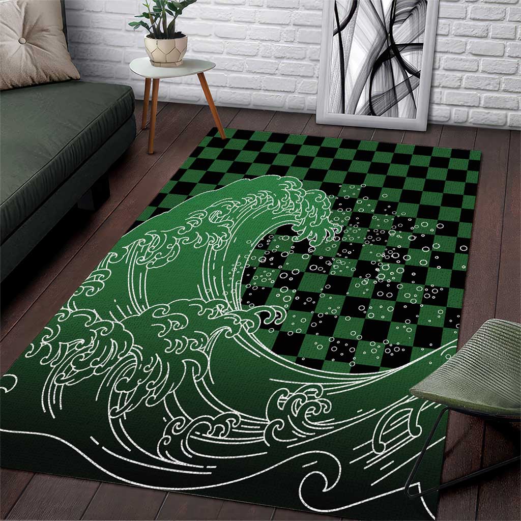 Japanese Asanoha Pattern Area Rug Water Breathing Slayer Dragon LT9 Green - Polynesian Pride