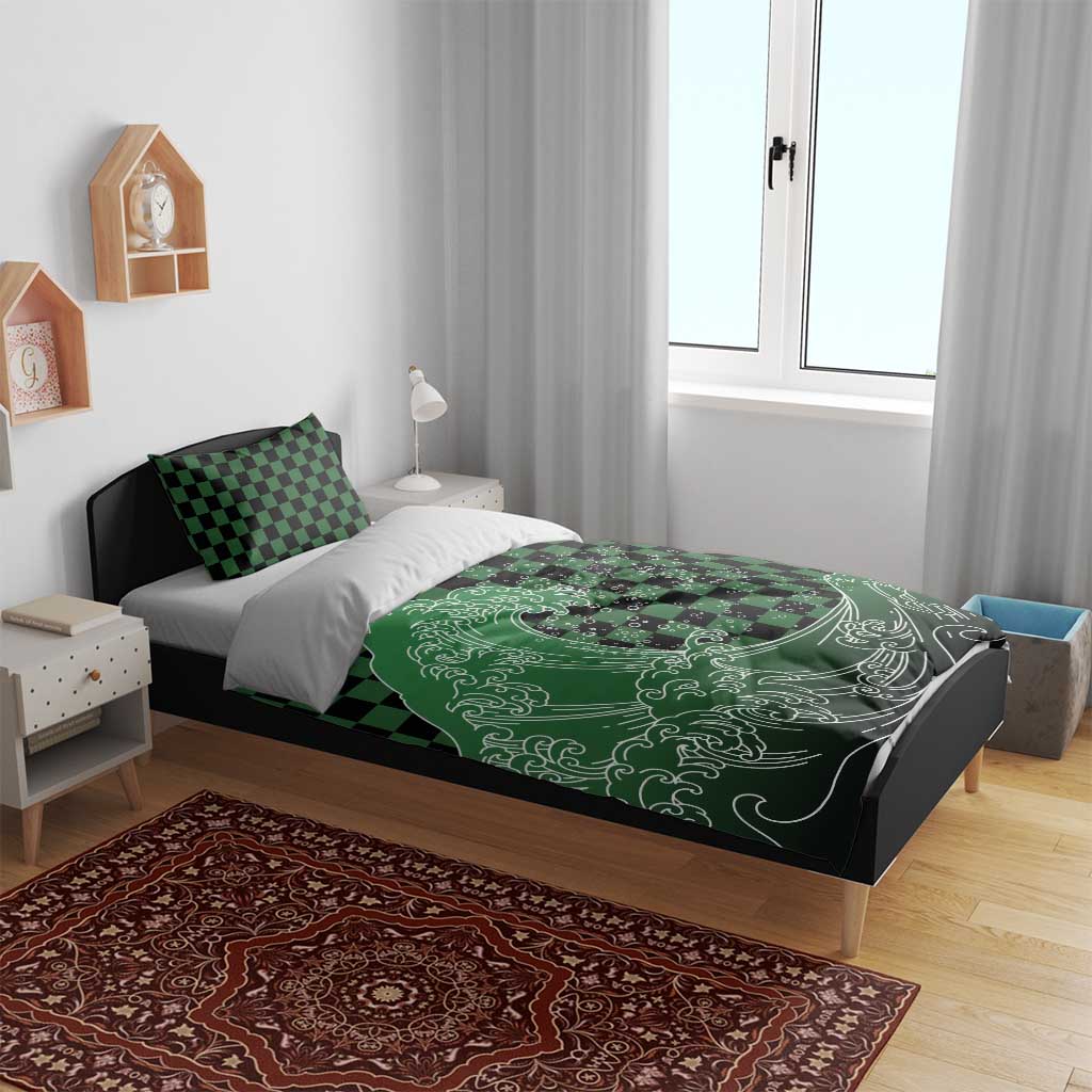 Japanese Asanoha Pattern Bedding Set Water Breathing Slayer Dragon - Polynesian Pride