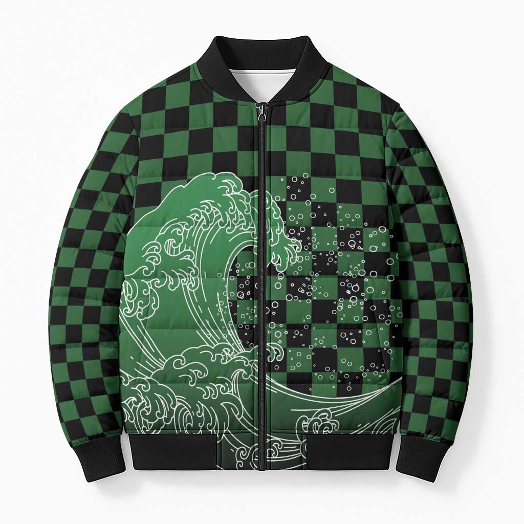 Japanese Asanoha Pattern Bomber Puffer Jacket Water Breathing Slayer Dragon - Polynesian Pride