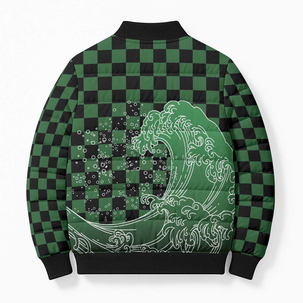 Japanese Asanoha Pattern Bomber Puffer Jacket Water Breathing Slayer Dragon - Polynesian Pride