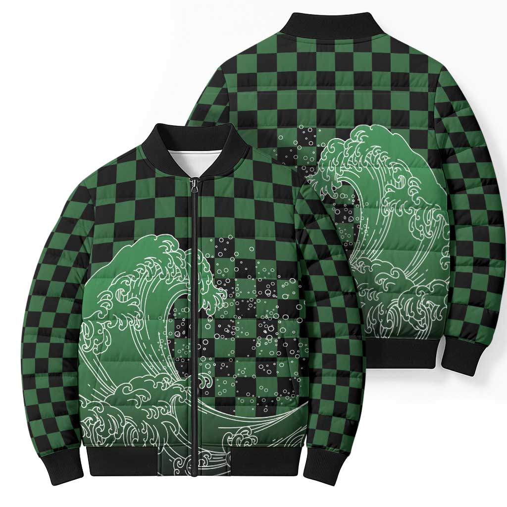 Japanese Asanoha Pattern Bomber Puffer Jacket Water Breathing Slayer Dragon - Polynesian Pride