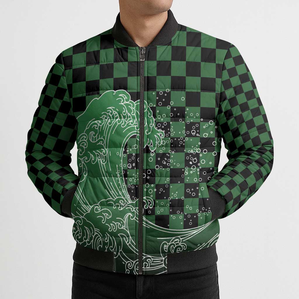 Japanese Asanoha Pattern Bomber Puffer Jacket Water Breathing Slayer Dragon - Polynesian Pride