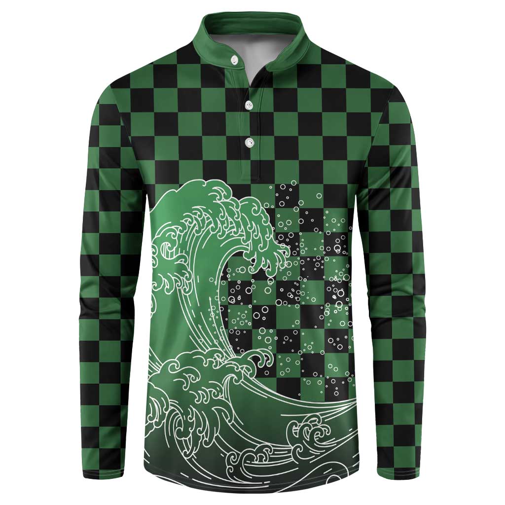 Japanese Asanoha Pattern Button Sweatshirt Water Breathing Slayer Dragon - Polynesian Pride