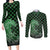Japanese Asanoha Pattern Couples Matching Long Sleeve Bodycon Dress and Long Sleeve Button Shirt Water Breathing Slayer Dragon - Polynesian Pride