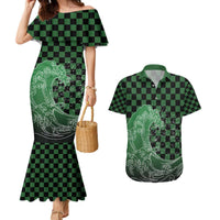 Japanese Asanoha Pattern Couples Matching Mermaid Dress and Hawaiian Shirt Water Breathing Slayer Dragon - Polynesian Pride