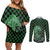 Japanese Asanoha Pattern Couples Matching Off Shoulder Short Dress and Long Sleeve Button Shirt Water Breathing Slayer Dragon - Polynesian Pride