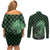 Japanese Asanoha Pattern Couples Matching Off Shoulder Short Dress and Long Sleeve Button Shirt Water Breathing Slayer Dragon - Polynesian Pride