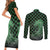 Japanese Asanoha Pattern Couples Matching Short Sleeve Bodycon Dress and Long Sleeve Button Shirt Water Breathing Slayer Dragon - Polynesian Pride