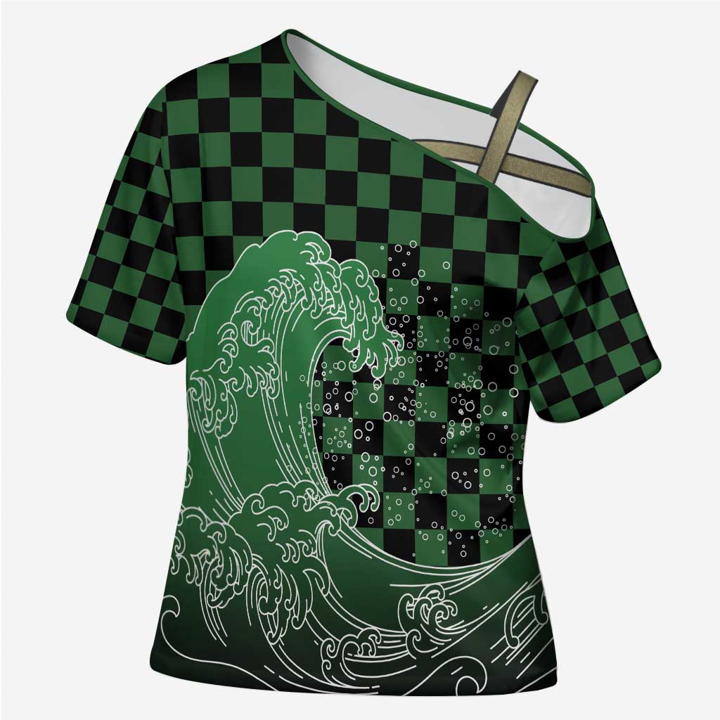 Japanese Asanoha Pattern Cross Shoulder Shirt Water Breathing Slayer Dragon - Polynesian Pride