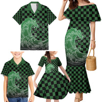 Japanese Asanoha Pattern Family Matching Mermaid Dress and Hawaiian Shirt Water Breathing Slayer Dragon LT9 - Polynesian Pride