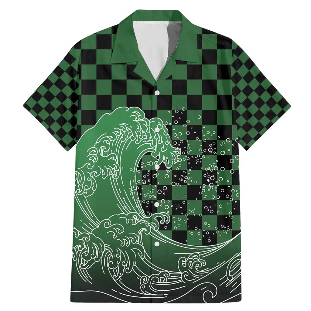Japanese Asanoha Pattern Family Matching Mermaid Dress and Hawaiian Shirt Water Breathing Slayer Dragon LT9 Dad's Shirt - Short Sleeve Green - Polynesian Pride