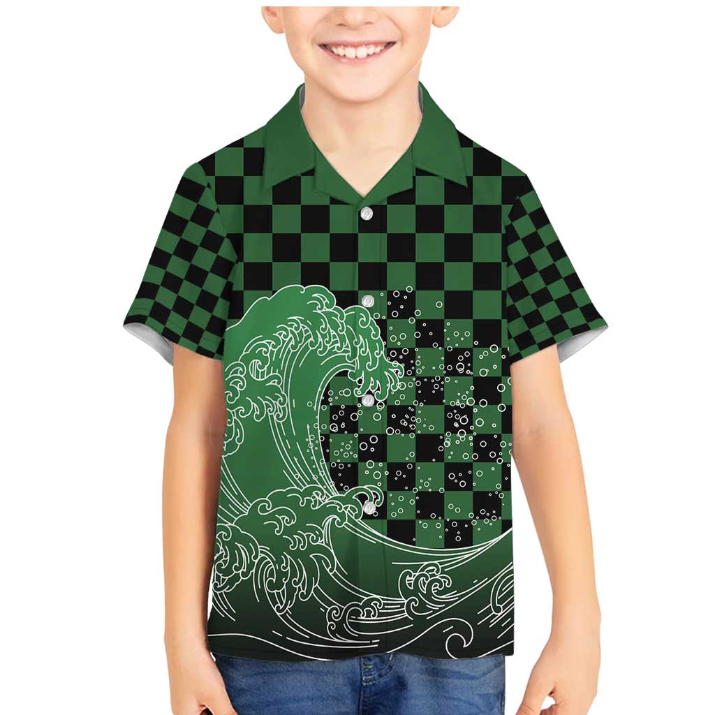Japanese Asanoha Pattern Family Matching Mermaid Dress and Hawaiian Shirt Water Breathing Slayer Dragon LT9 Son's Shirt Green - Polynesian Pride
