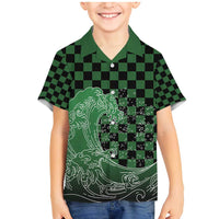 Japanese Asanoha Pattern Family Matching Mermaid Dress and Hawaiian Shirt Water Breathing Slayer Dragon LT9 Son's Shirt Green - Polynesian Pride
