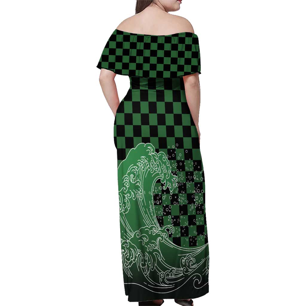 Japanese Asanoha Pattern Family Matching Off Shoulder Maxi Dress and Hawaiian Shirt Water Breathing Slayer Dragon LT9 - Polynesian Pride