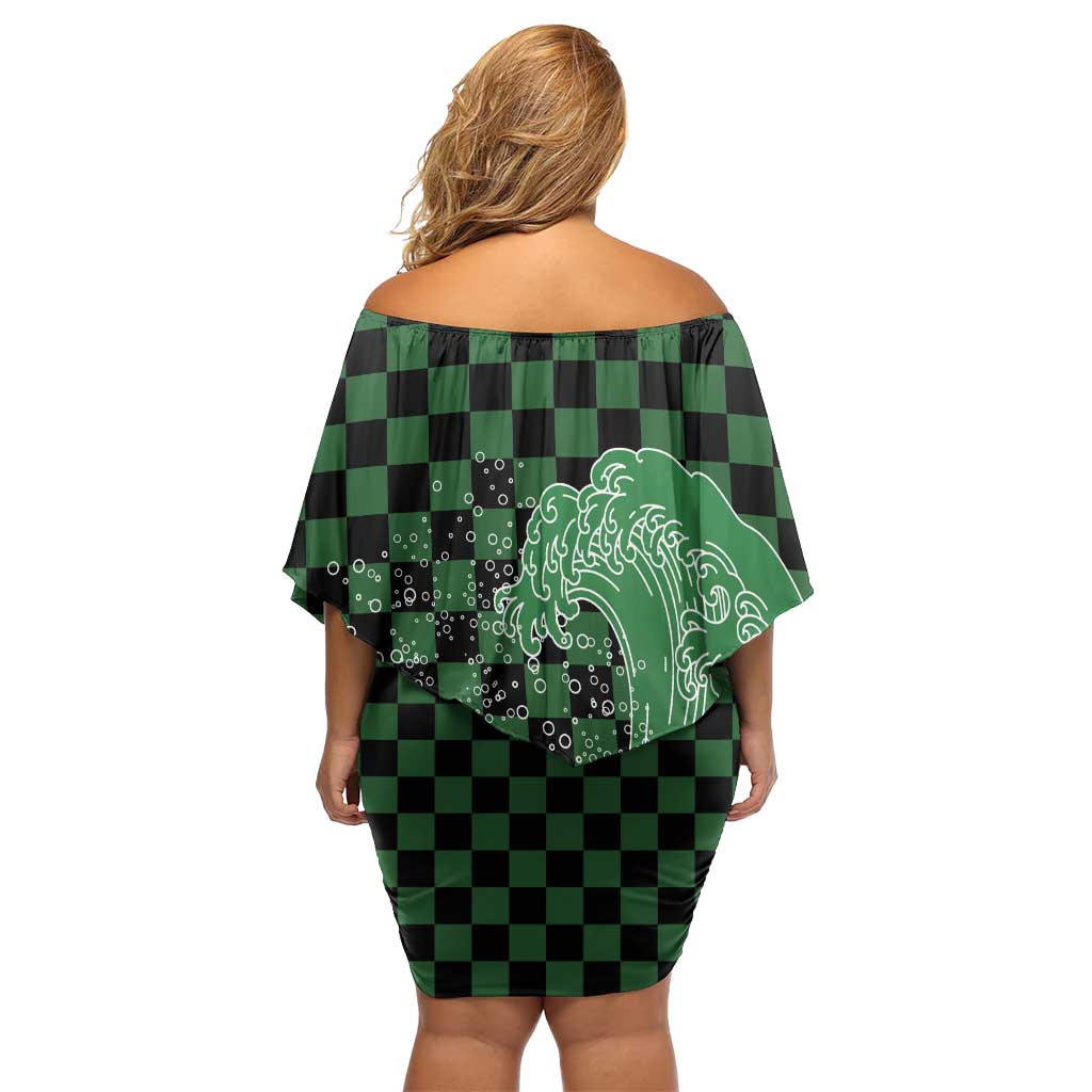 Japanese Asanoha Pattern Family Matching Off Shoulder Short Dress and Hawaiian Shirt Water Breathing Slayer Dragon LT9 - Polynesian Pride
