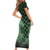 Japanese Asanoha Pattern Family Matching Short Sleeve Bodycon Dress and Hawaiian Shirt Water Breathing Slayer Dragon LT9 - Polynesian Pride